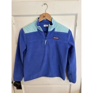 Vineyard Vines Girls‎ Blue Aqua 1/4 Zip Fleece Pullover Size Large (14)